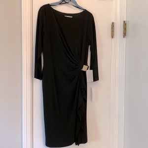 NWT Eliza J Boat Neck 3/4 Sleeve Black Jersey Dress - 12
